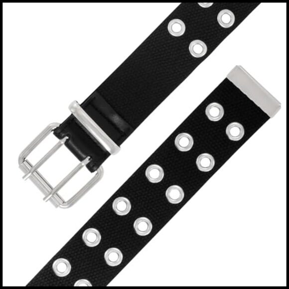 Double Grommet Canvas Nylon Web Belt with Buckle Closure